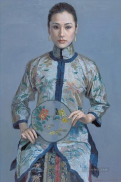 Woman with Fan Chinese Chen Yifei Oil Paintings